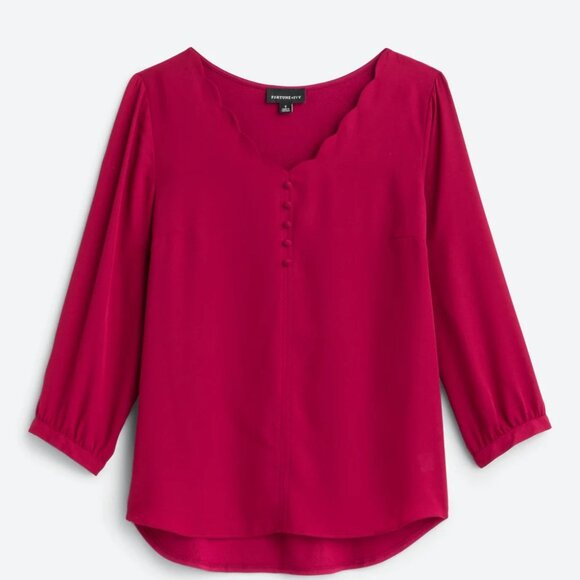Fortune + Ivy Devora Scallop Detail Mixed Material Blouse - Picture 1 of 4
